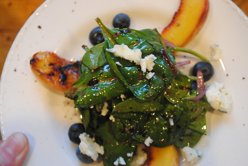 Roasted Peach~Vanilla Blueberry Spinach Salad