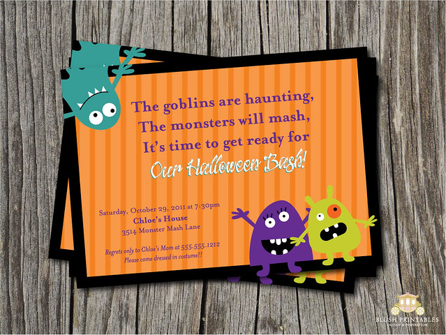 5x7 Monster Mash Party Printable - DIY - Kids Party Invitation