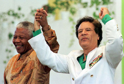 Former South African President Nelson Mandela and Libyan leader Muammar Gaddafi joined hands to the racist apartheid system in the sub-continent. Mandela was released from prison in 1990 after 27-and-one-half years. by Pan-African News Wire File Photos