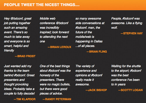 People tweet the nicest things: quotes from Brad, Brian, Brian, Stephen, Jac, Scott, Tim, and Randy