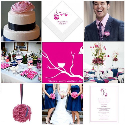 Deep pink and navy Spring 2012 color trends combine to create a color 