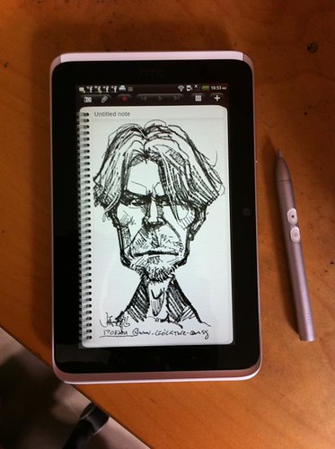 warm up sketch of David Bowie on HTC Flyer