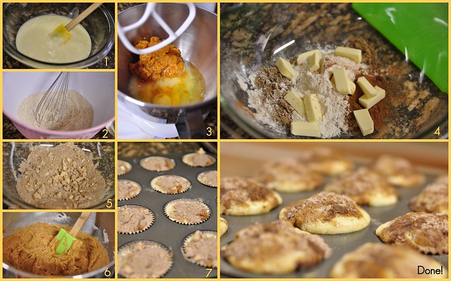 Pumpkin cheesecake muffins process