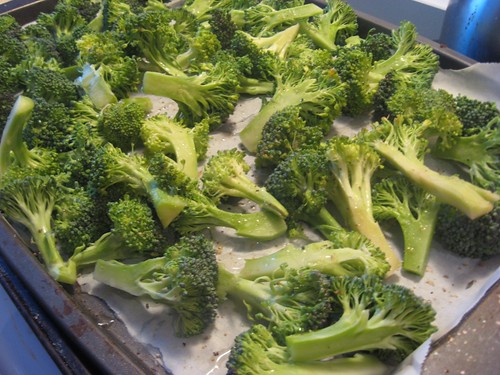 Prepping the broccoli