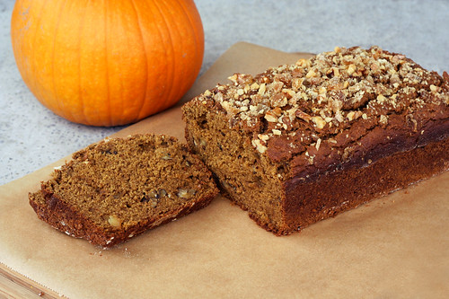Gluten-Free Pumpkin Spice Bread with Crystallized Ginger and Walnuts