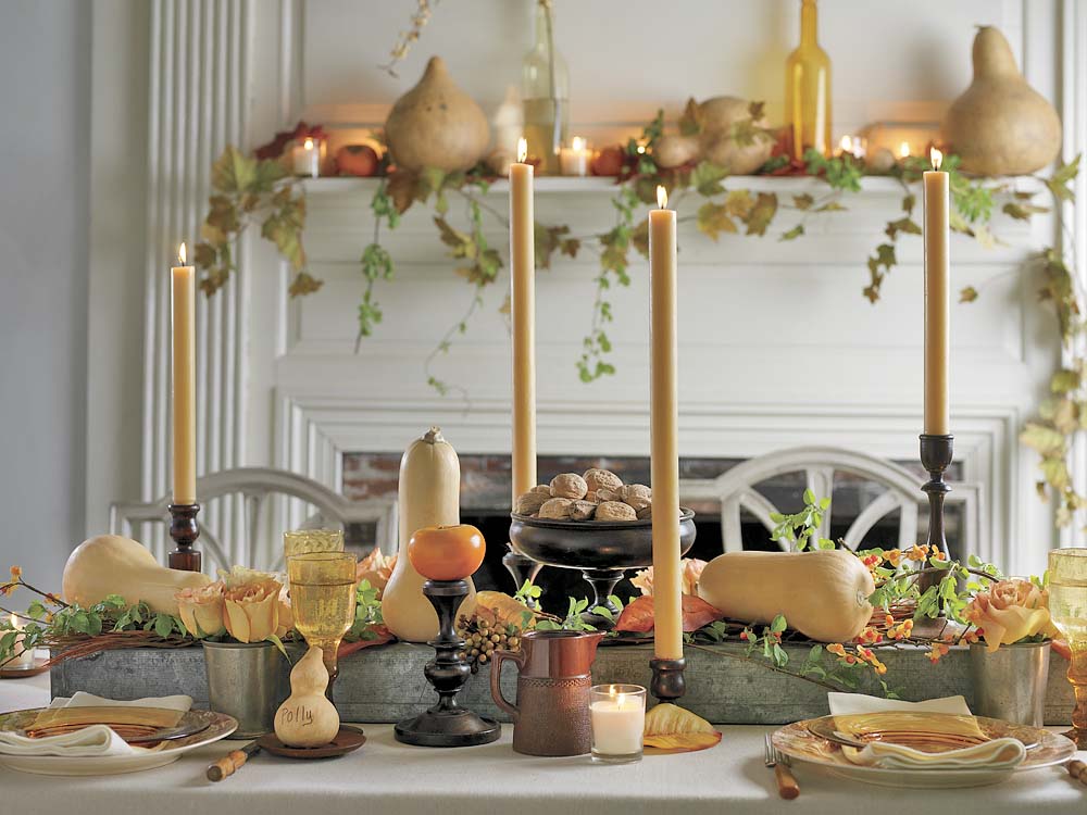 classic thanksgiving table and centerpiece