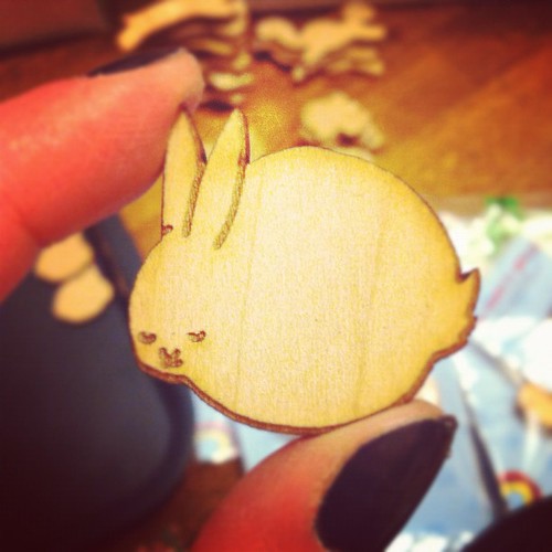 Here is my sleeping bunny wood pin.