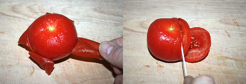 31 - Tomate schälen und in Scheiben schneiden