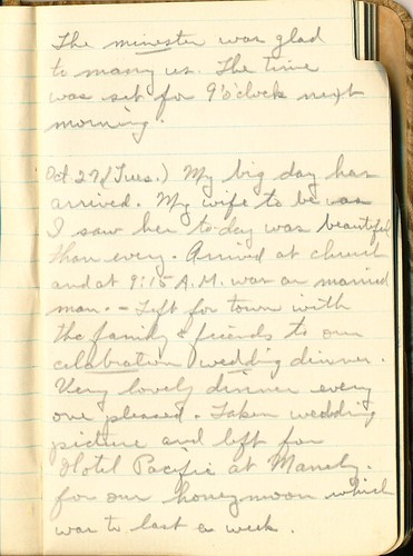 Dad 39s WWII journal entry on their wedding day