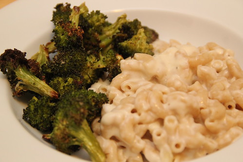 Mac and Cheese and roasted broccoli
