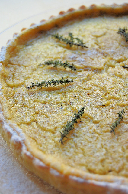 farro pie with lemon and thyme custard