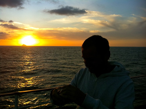Sean - sunset, ferry to Mokpo