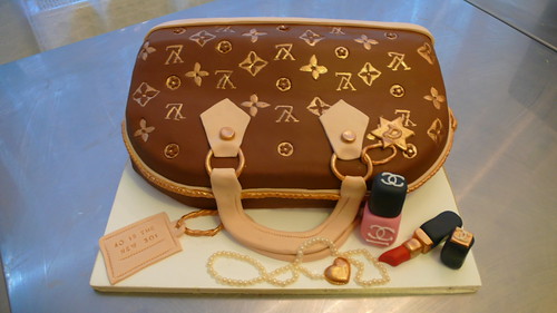 LV Bag with Chanel makeup cake by CAKE Amsterdam - Cakes by ZOBOT