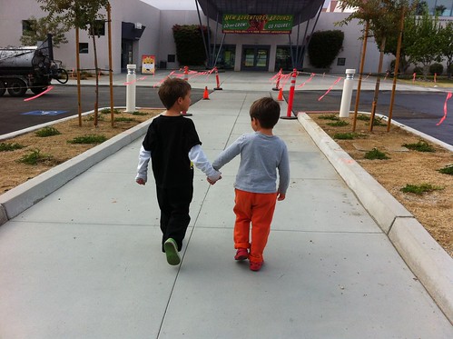 Sweet boys heading into the museum