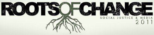 the Roots of Change Banner, which features the title of the conference with green roots flowing out of the 'OF'