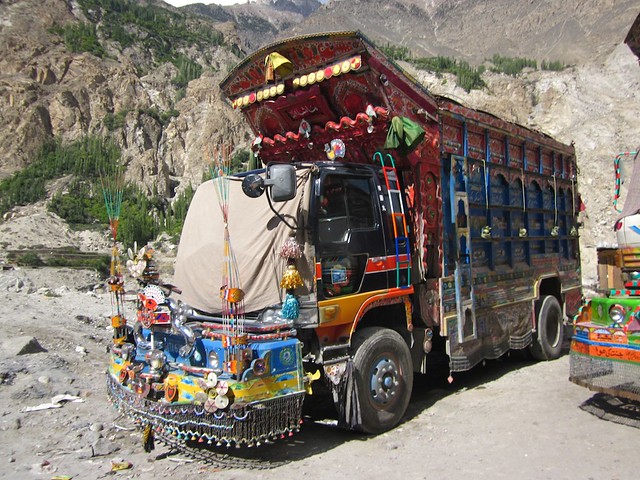 A well decorated Pakistani truck.