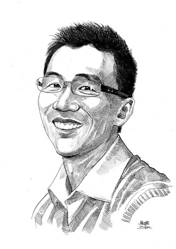 portrait in pen and brush of Dr. Kwong Chow