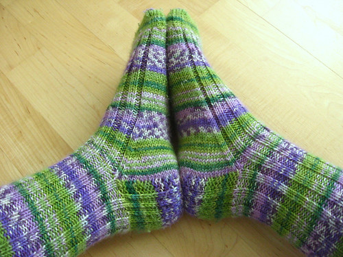 purple and green socks