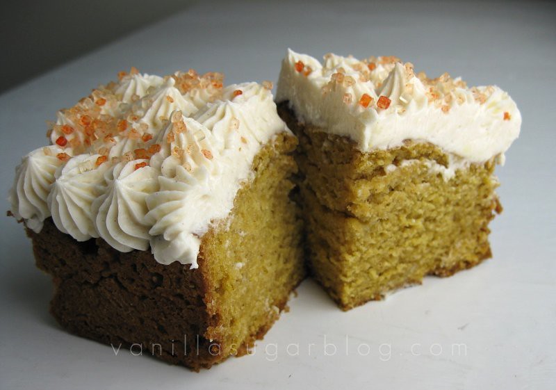pumpkin bars with cider cream cheese frosting