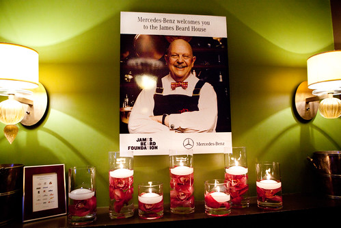 James Beard sign, welcoming to the Mercedes-Benz dinner