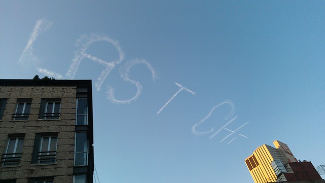 "Last Chance" from Kim Beck's skywriting project over Manhattan