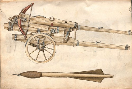 crossbow on gun carriage