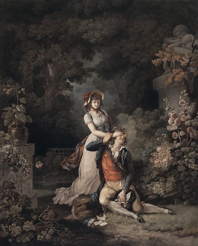 Charles-Melhior Descourtis - The Lover Caught Unawares [c.1790] by Gandalf's Gallery