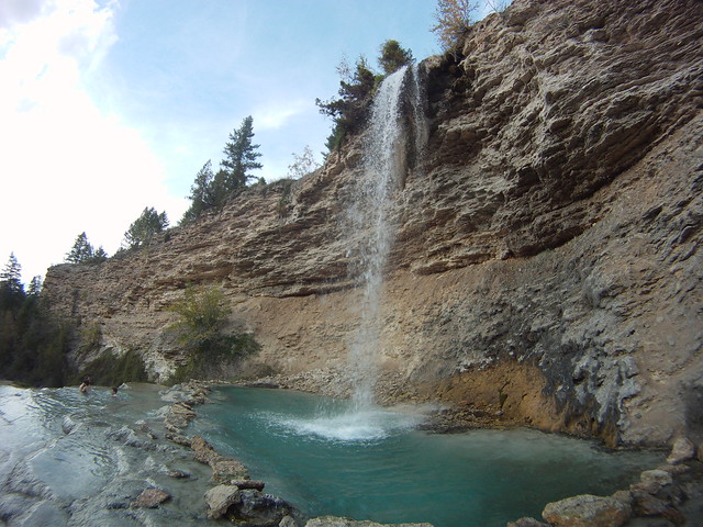 Hidden waterfall hot spring