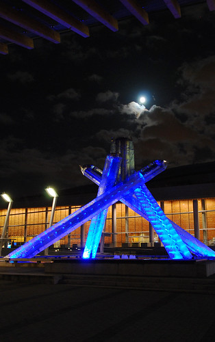 Vancouver Olympic cauldron and the moon - #284/365 by PJMixer