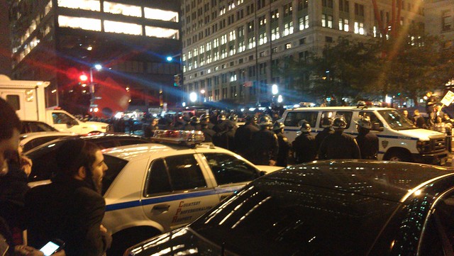 More police lining up at Zuccotti #ows #occupywallstreet