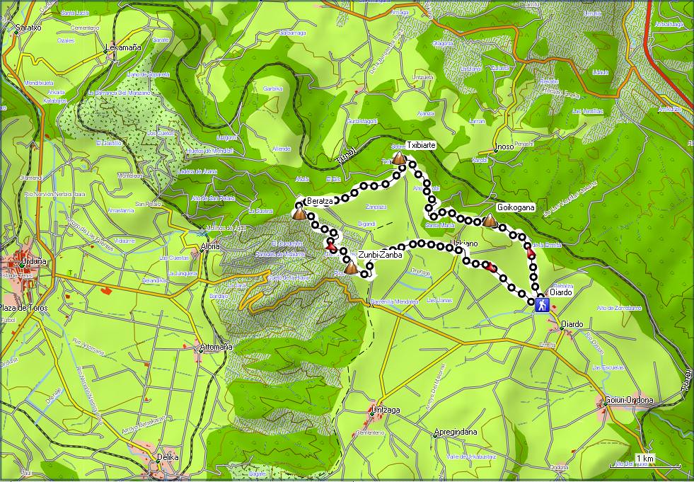 Mapa 2011_10_29 Beratza+Goikogana+Txibiarte+Zunbi-Zanba desde Oiardo