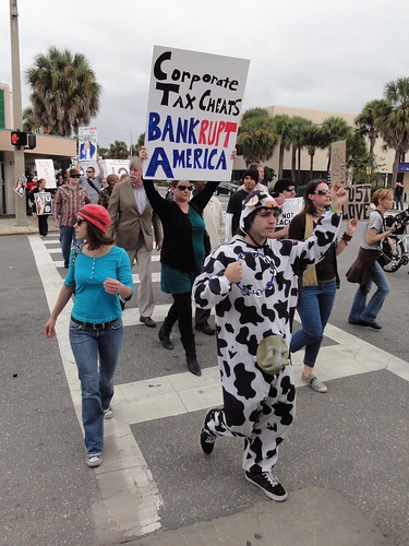 Cow man marches through Orlando