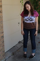 Outfit - Gap jeans, Navaho dip-dye V-neck, Sperry topsiders