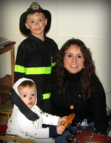 Mama and her firefighter and dalmatian