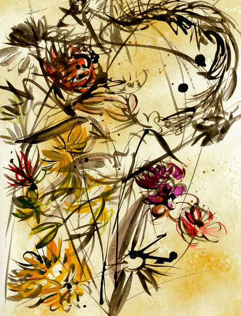 sepia-flowers-color