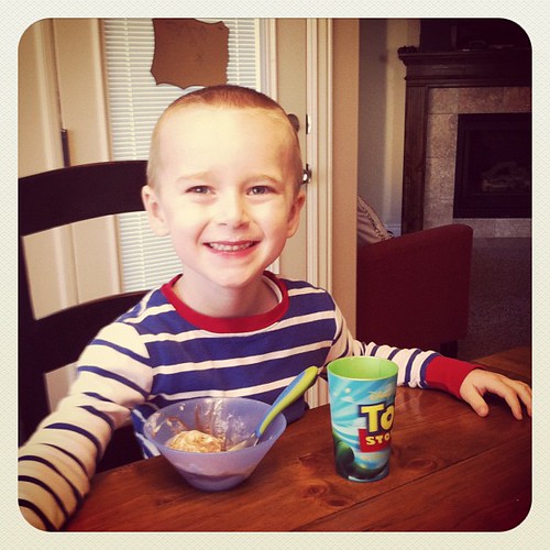 Big smiles?  Ice cream for breakfast of course. It's Friday and I'm that kind of mom.