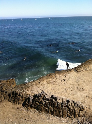 Surfers at Steamer Lane in Santa Cruz