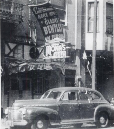 A night club with Gladys Bentley's name displayed as the entertainment