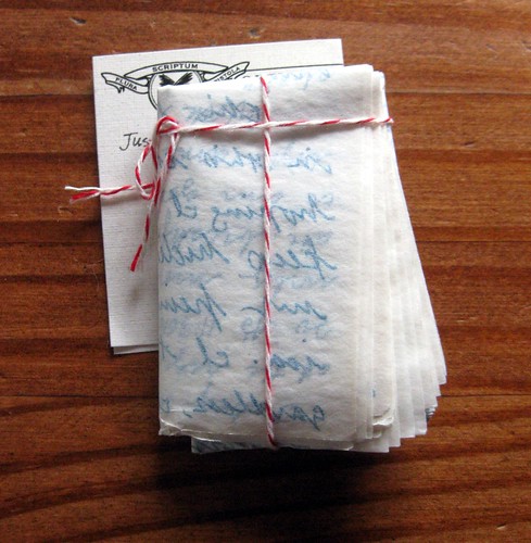 Cat pouch envelope's little letter tied with string