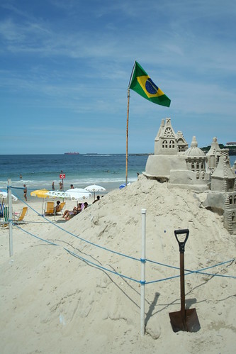 Sand Castle with Brazilian Flag