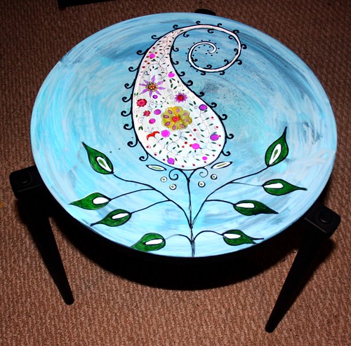 Paisley Plant on Vintage Table by Rick Cheadle Art and Designs