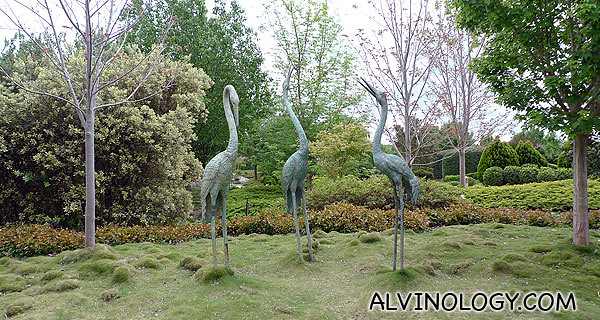Majestic crane statues