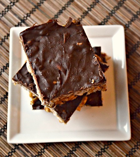 sunflower butter rice krispies with chocolate espresso layer