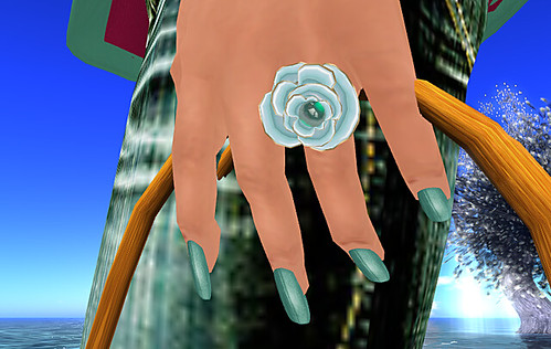 Donna Flora Aqua Rose Ring