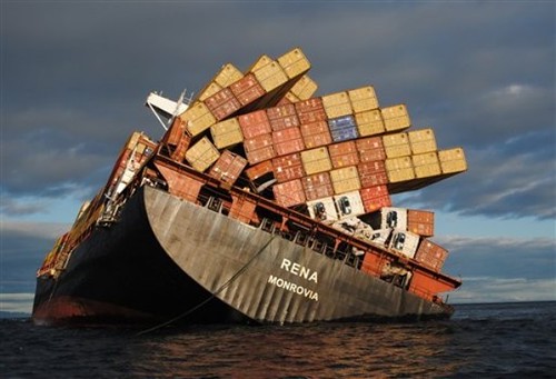 New Zealand Grounded Ship, container ship