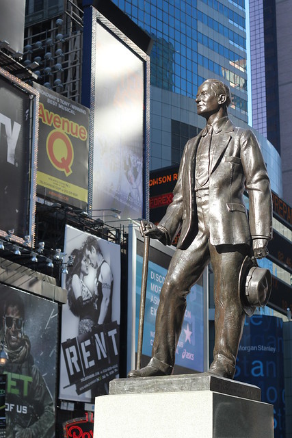 Frank M. Cohen statue in Times Square