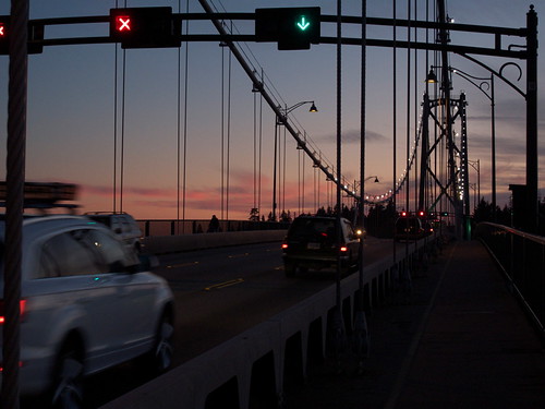 Lions' Gate Bridge, sun going down