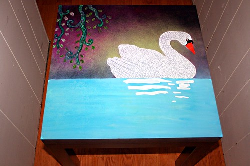 Swan on 22" x 22"  Table by Rick Cheadle Art and Designs
