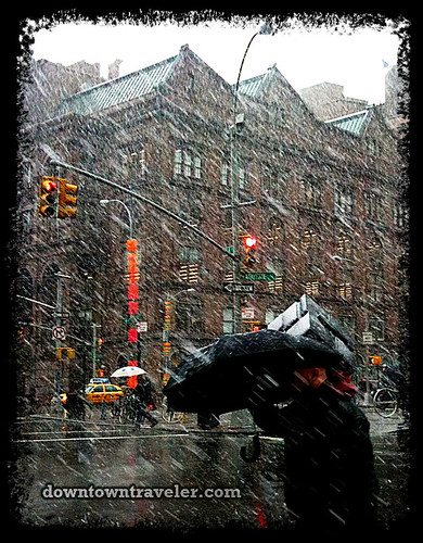 NYC Halloween Snow Storm 2011_Man with umbrella in East Village