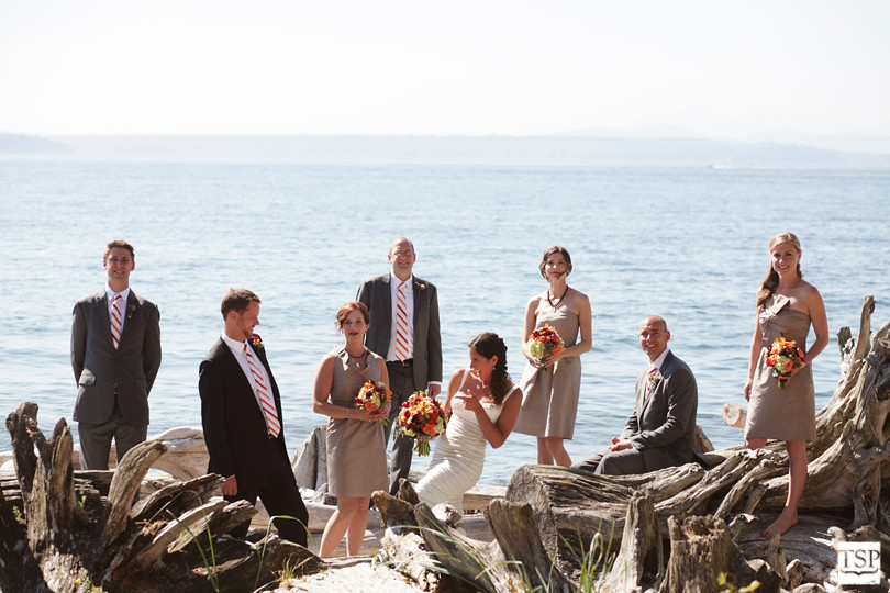 Wedding Party on Beach in Driftwood